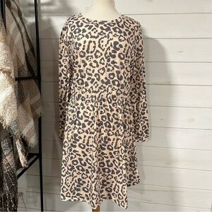 Leopard Print Long Sleeve Dress